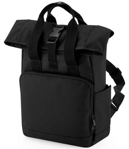 BagBase Recycled Mini Twin Handle Roll-Top Backpack - BLK - ONE